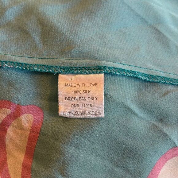 Yumi Kim 100% Silk Blue Floral Print Blouse Top Small - Picture 8 of 8